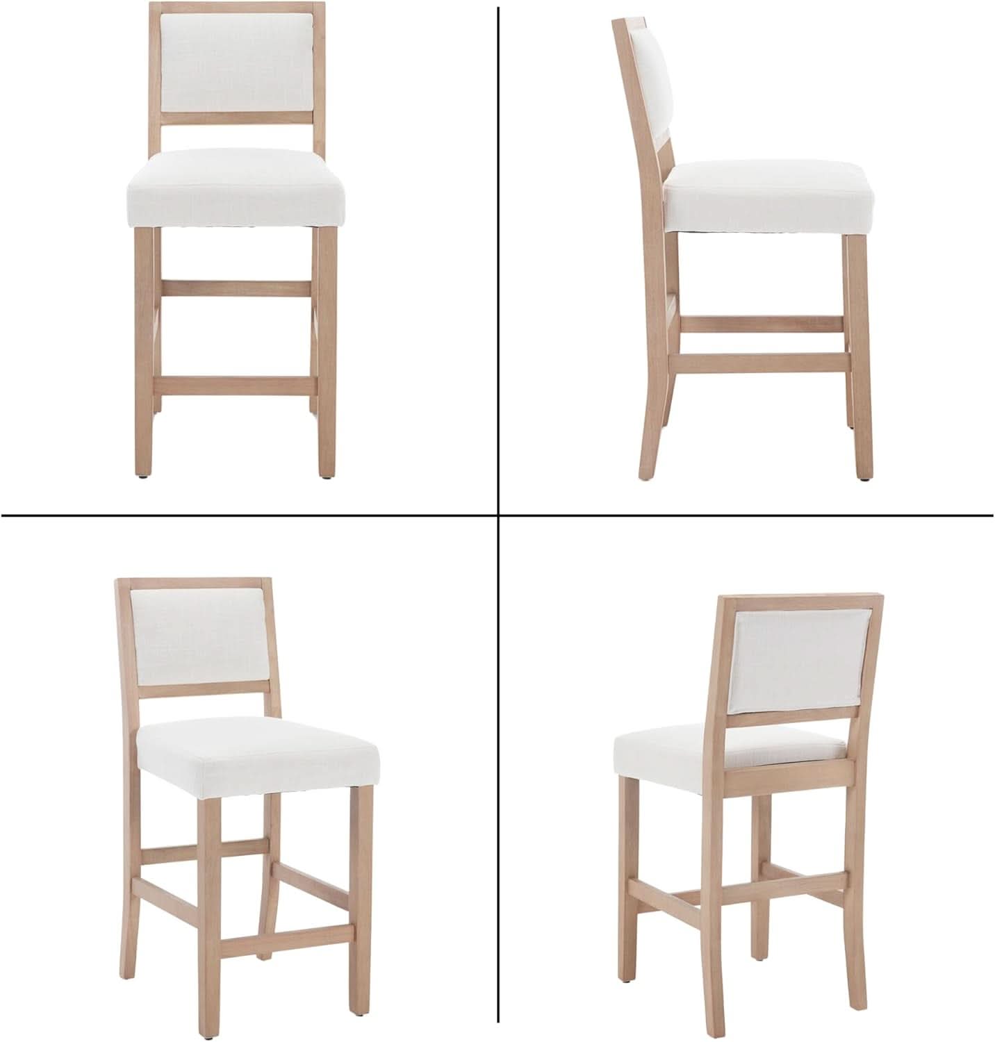 Beige Bar Stools Set Of 2 26 Inch Counter Height Backrest