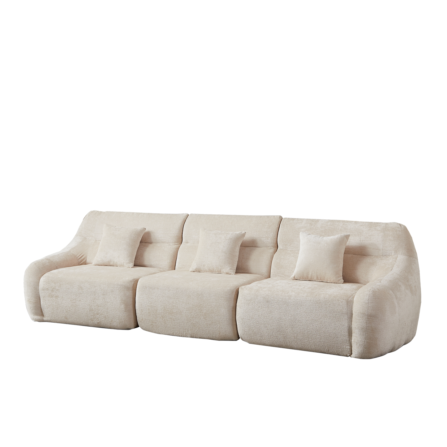 Sectional Sofa Curved Modular Chenille Beige 4 Seat 900 LB No Assembly