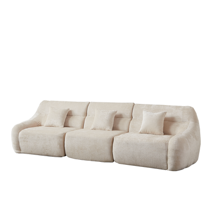 Sectional Sofa Curved Modular Chenille Beige 4 Seat 900 LB No Assembly