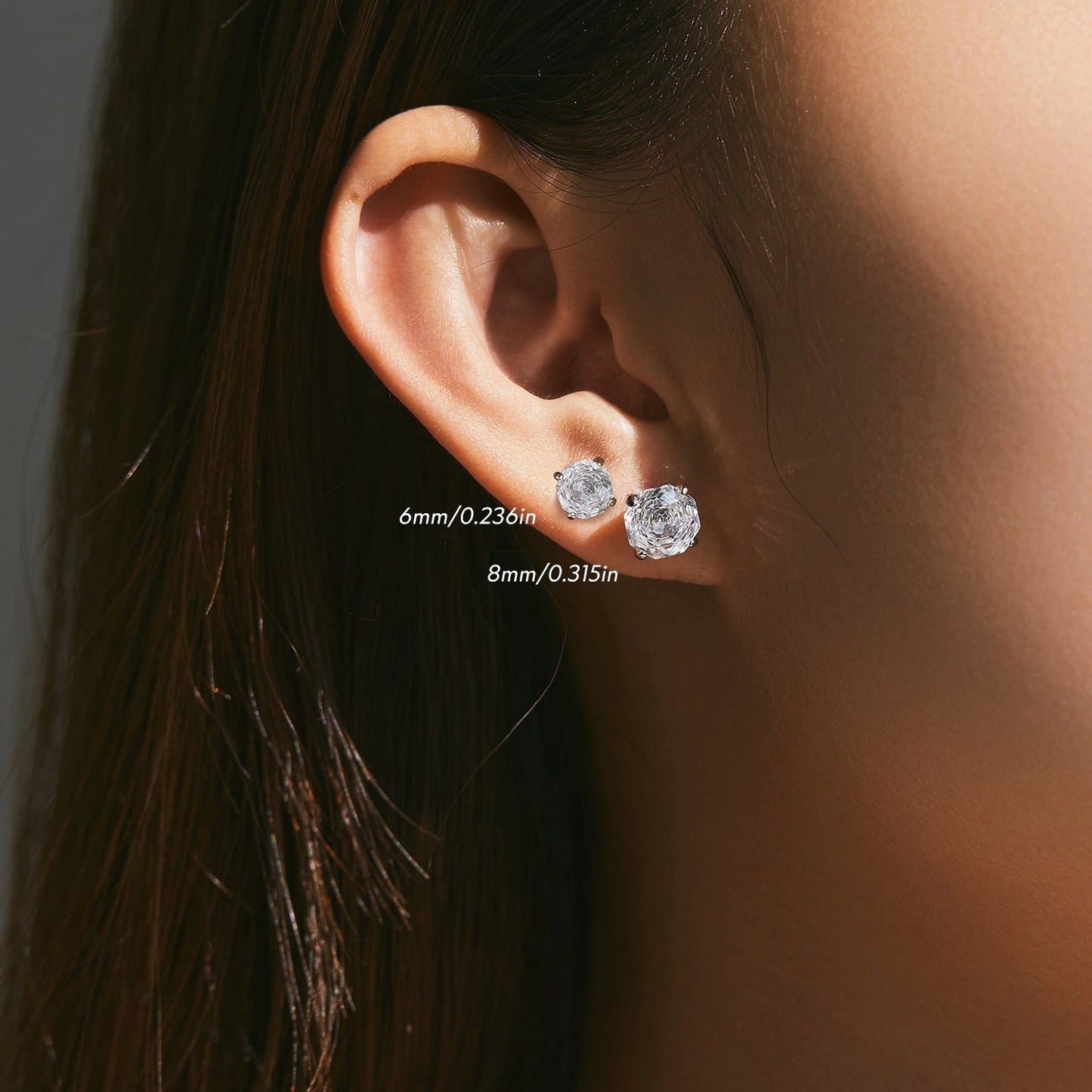 Basic Rose-cut Sparkling Diamond Stud Earrings Unisex Accessory