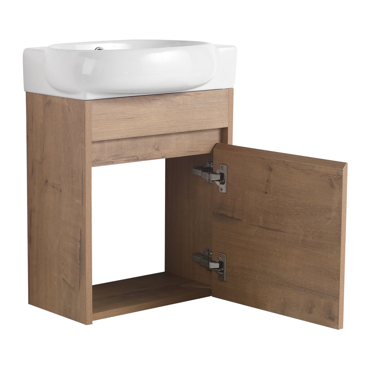Soft Close Doors Bathroom Vanity With Sink, 16 Inch For Small Bathroom