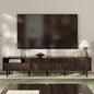 TV Stand Mid-Century Walnut MDF Soft-Close Doors Fits 85 In TV 78.7 In
