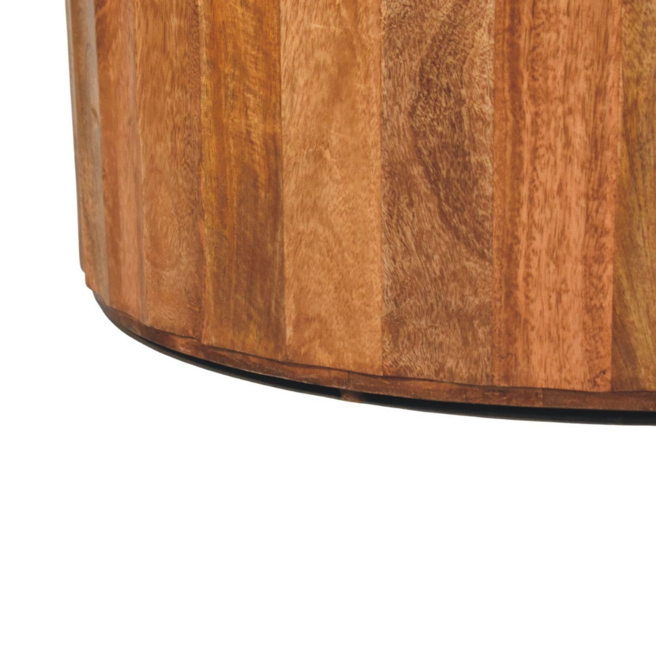 Artisan Solid Mango Wood Rivera Rattan Round Coffee Table, Brown