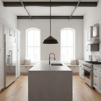 14" LED Black Pendant Light | 5CCT Selectable 2700K-5000K, Dimmable, Etched Glass Diffuser