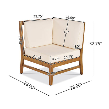 Outdoor Sectional Set Acacia Wood Cream 6 Piece Modular Seats 5