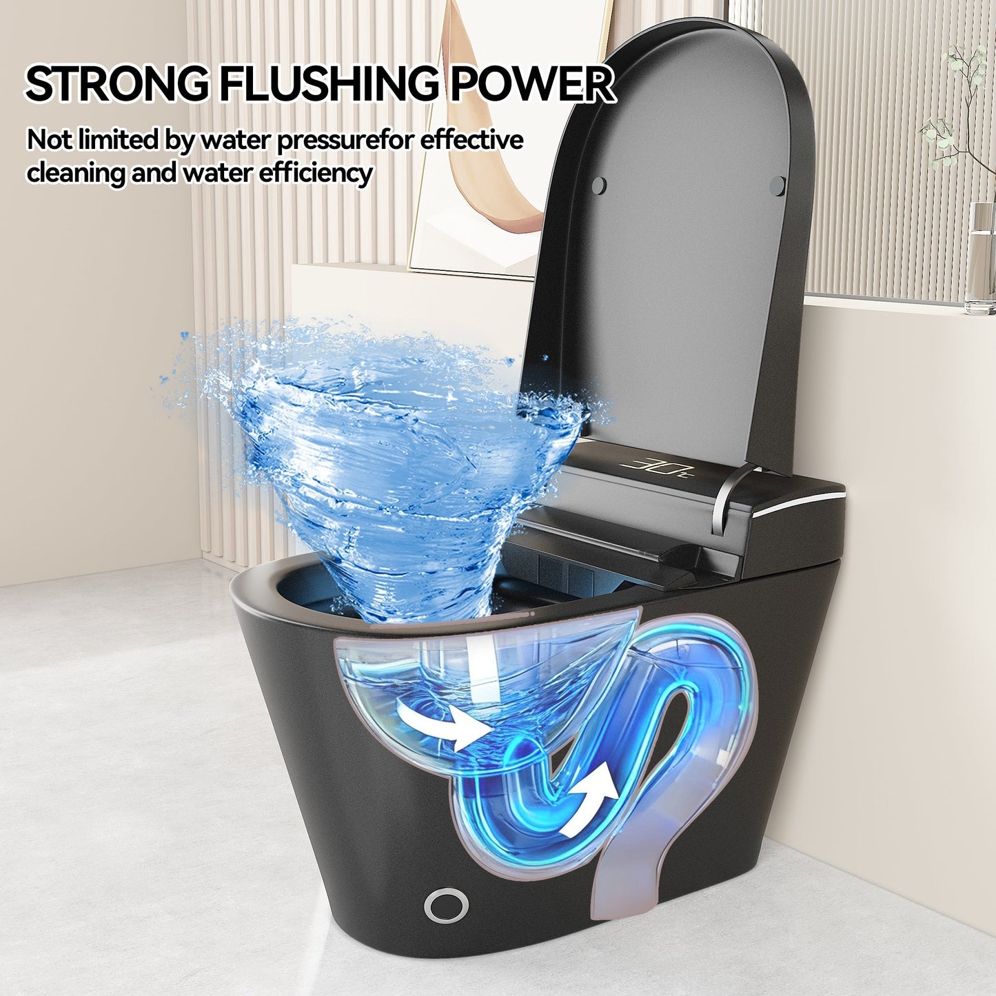 Smart Bidet Toilet with Auto Open/Close Seat, Warm Water Wash, Heated Seat, a...