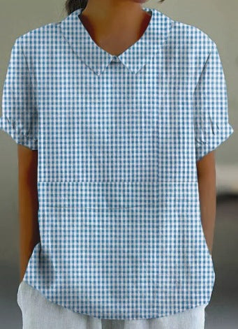 Stylish Digital-print Lapel Short-sleeve Shirt