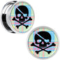 Pink Green Plaid Heart Skull Steel Screw Fit Plug Set 18mm