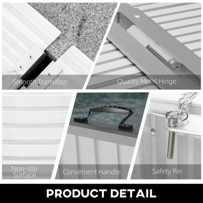 Wheelchair Ramp Aluminum 8 Ft Folding Non-Slip Side Rails 600 LB Portable