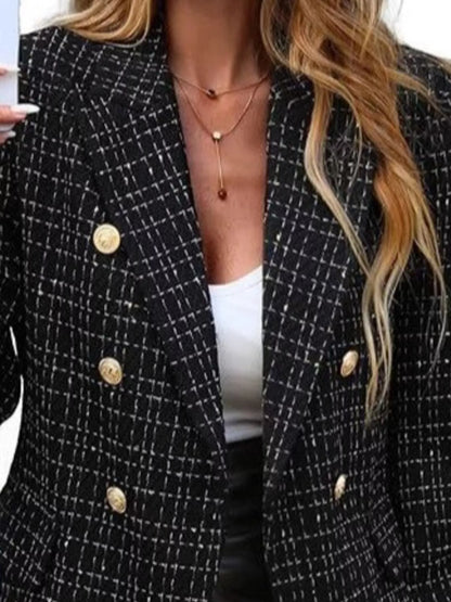 Double-Breasted Lapel Collar Blazer