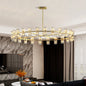 Luxury Crystal Chandelier | Double-Ring LED Ceiling Light for Living Room & Dining Room — Black or Gold, Round or Rectangular