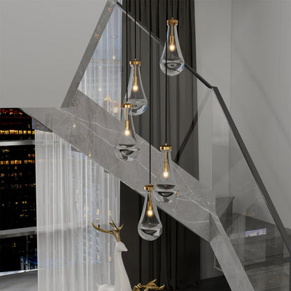 Chandelier 5-Light Cluster Pendant Brass High Ceiling Adjustable E12
