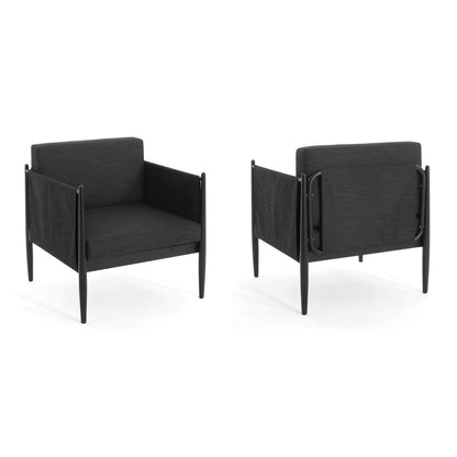 Dawson Outdoor Patio 2pcs Black Aluminum Club Chair Set with Water-Resistant