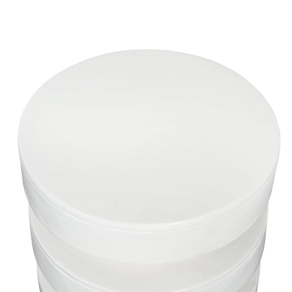 MGO Round Side Table, 3-Tier Design, Indoor Outdoor, 14.2x19.4 in, White
