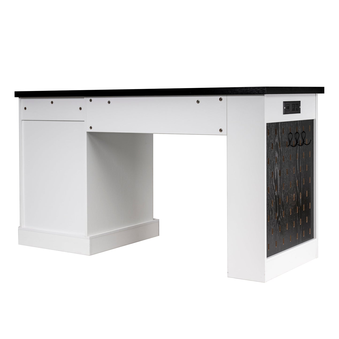 55' Modern Fluted Office Desk with Storage Cabinet and Drawers, Computer Writ...