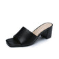 Women's Plus Size Solid Color Square Toe Thick Heel Sandals And Slippers
