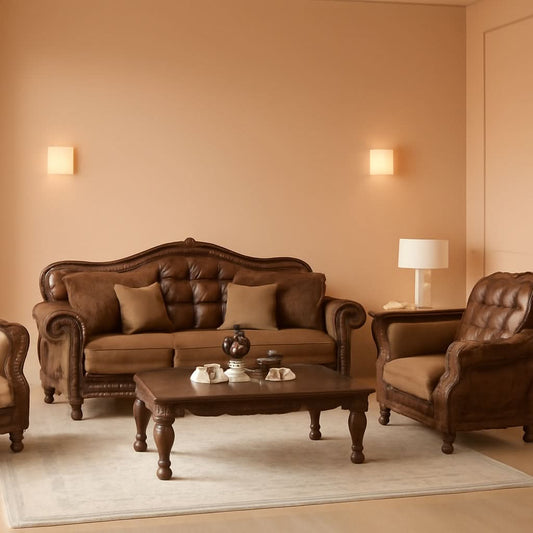 4 Piece Living Room Set With Sofa Loveseat Chair And Coffee Table Brown Chenille