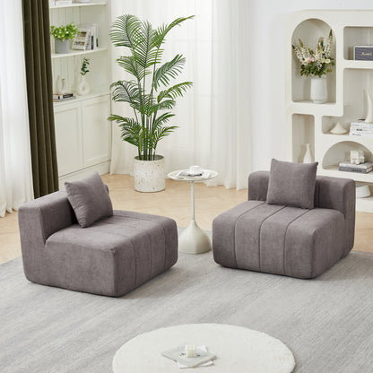 Loveseat Modular Chenille Gray 2 Seat Piano Key Design