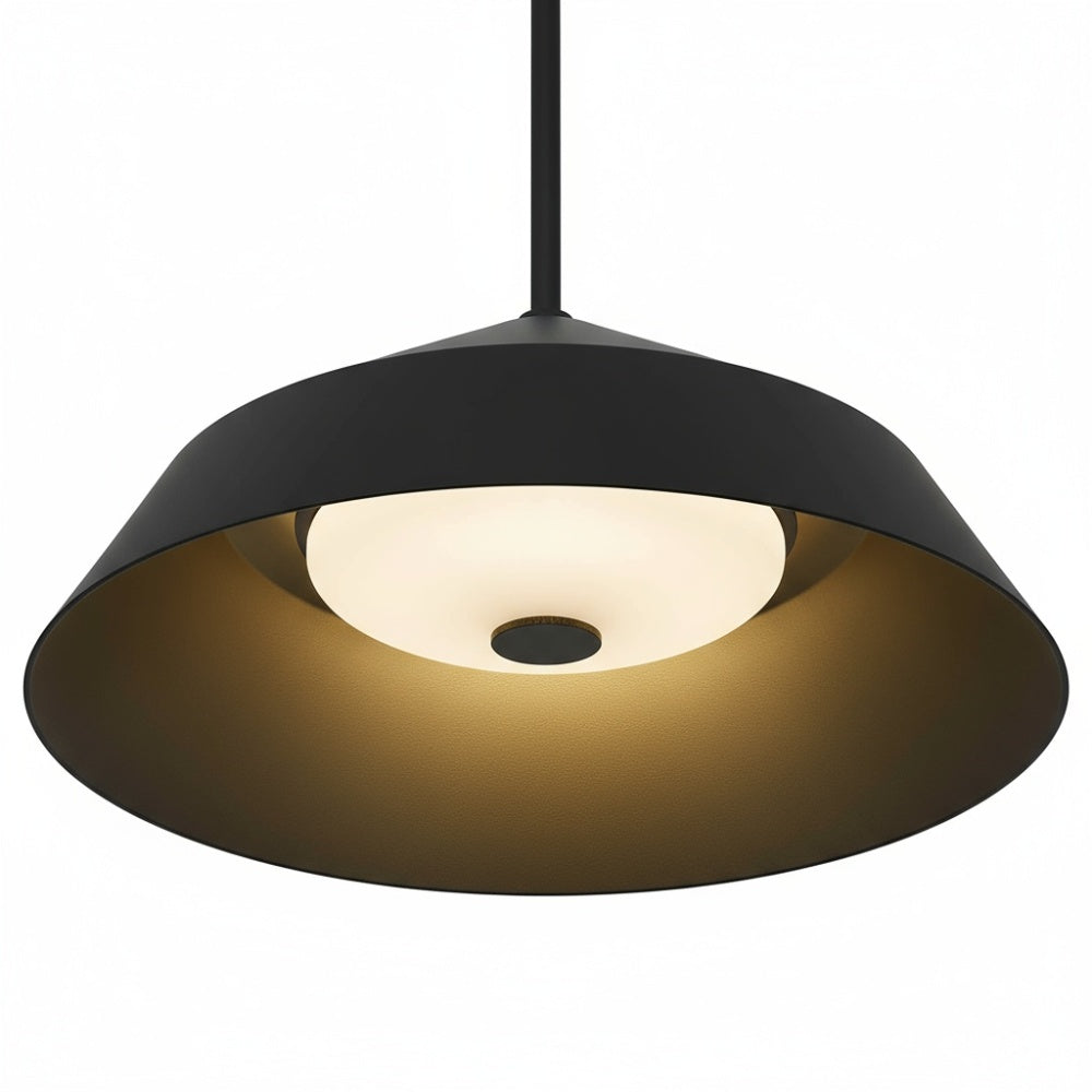 14" LED Black Pendant Light | 5CCT Selectable 2700K-5000K, Dimmable, Etched Glass Diffuser