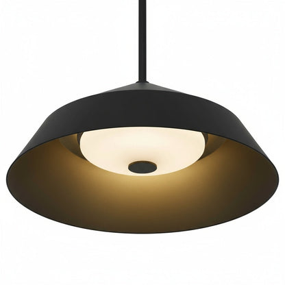 14" LED Black Pendant Light | 5CCT Selectable 2700K-5000K, Dimmable, Etched Glass Diffuser