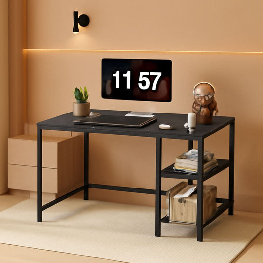 40 Inch Computer Desk With Two Tier Shelves Black Marbling