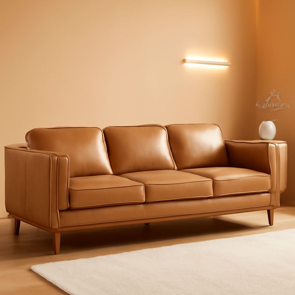 Valencia Artisan 88 Inch Full Leather Sofa Cognac Tan