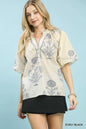 Umgee Floral Print V-Neck Top