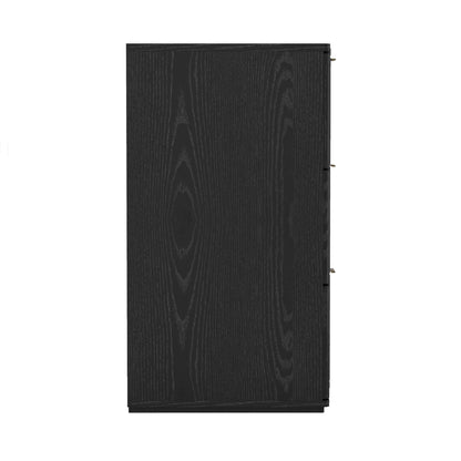 Dresser Modern 6-Drawer Black Gold MDF Sculpted Fronts Metal Handles 72 In