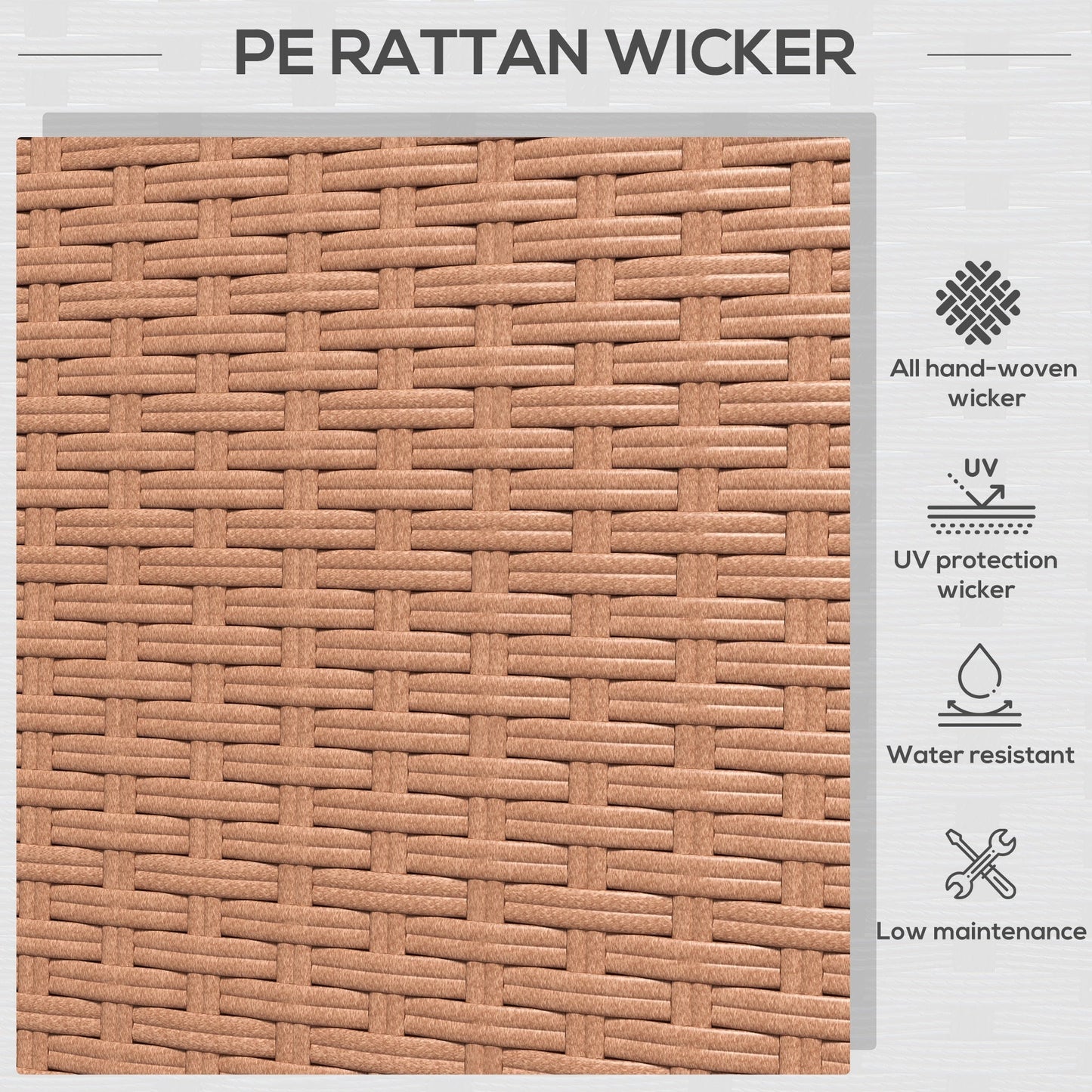 Outdoor Rattan Sofa Set 3 Seat Brown