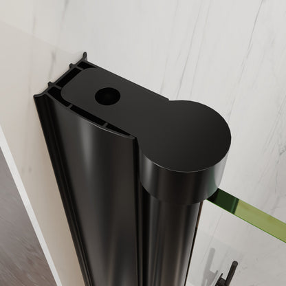 34-36 in. W x 72 in. H Pivot Frameless Shower Door, Matte Black, 1/4in Glass