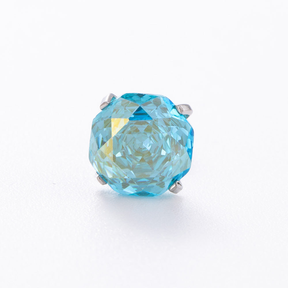 High-end, Brilliantly Reflective Octagonal Millennium Rose-cut Cubic Zirconia Stud Earrings