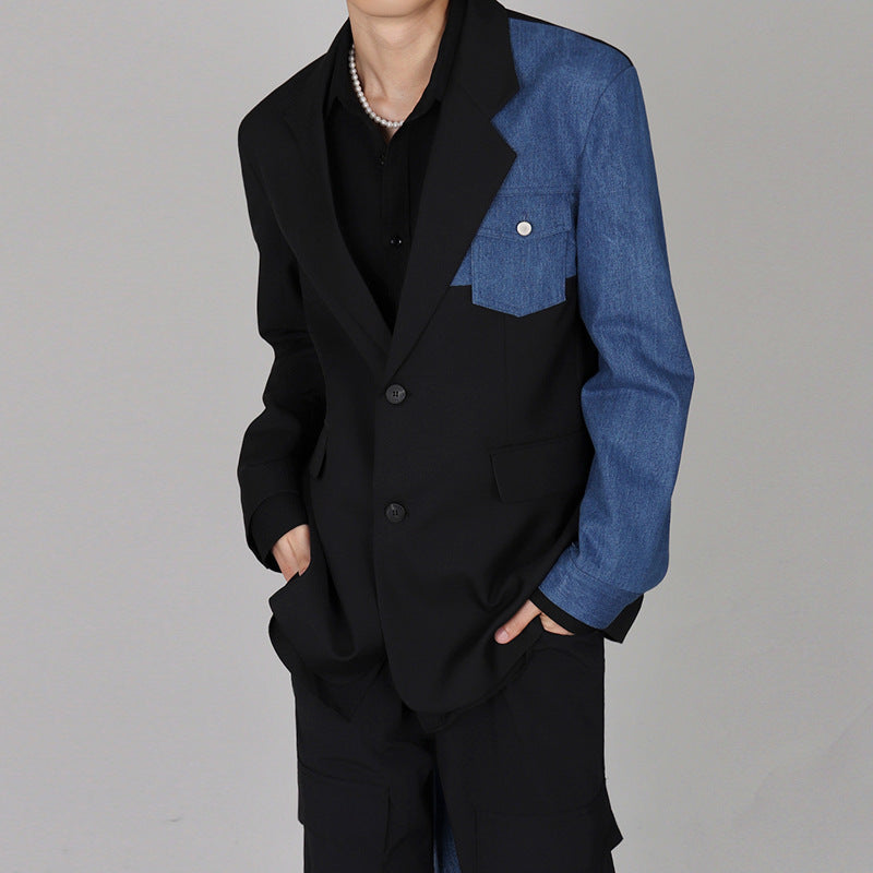 Comfortable And Versatile Denim-Panel Blazer