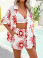 Devine Printed Collared Neck Half Sleeve Top and Shorts Set