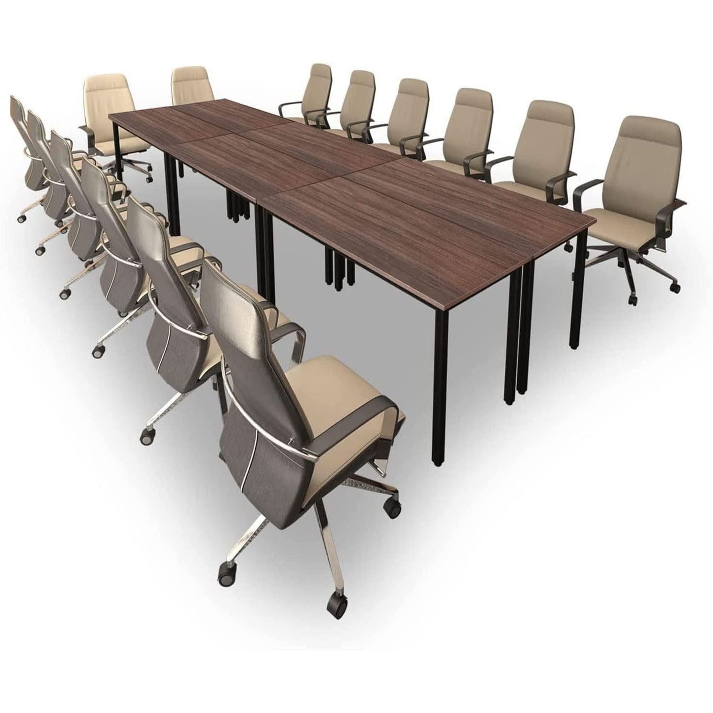 Durable Walnut Brown Conference Table For 14 Seats