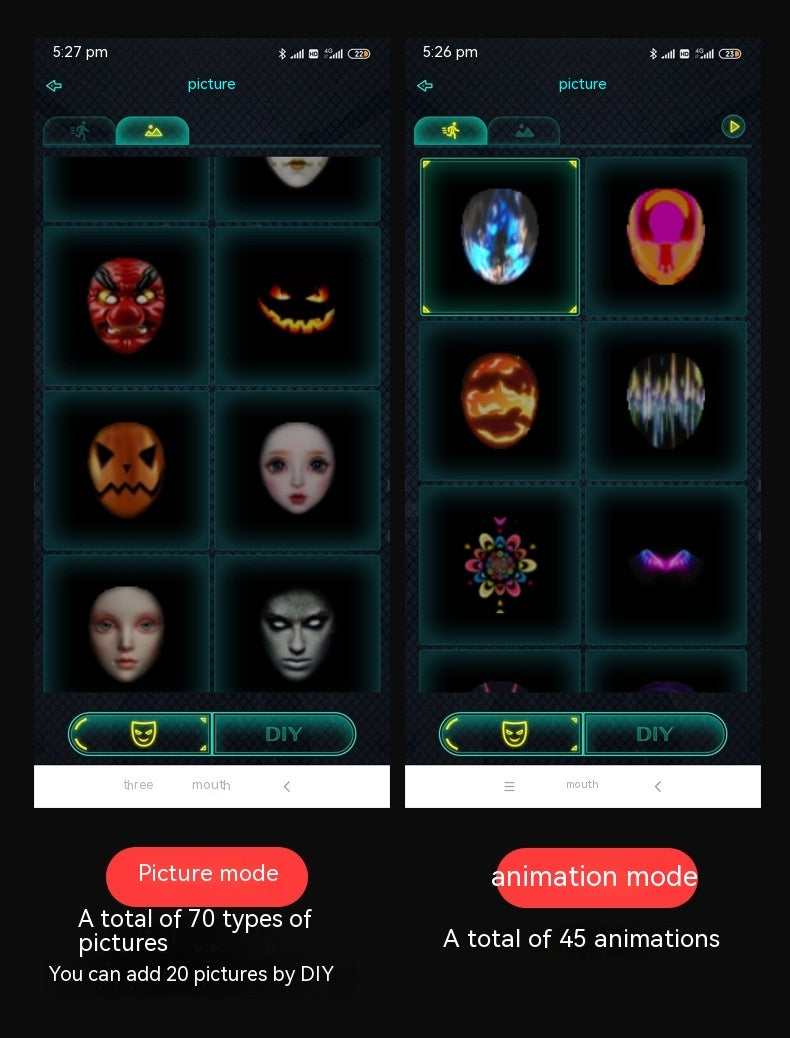 Halloween Face Masks Full Color LED Luminous Mask Face Changing Mask Party Bar Props