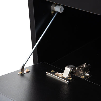 TV Stand Wall-Mounted Floating LED Black MDF 3 AC 2 USB Fits 65 In TV