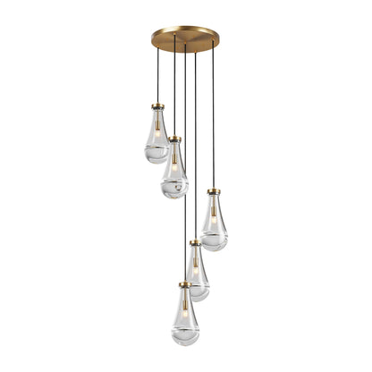 Chandelier 5-Light Cluster Pendant Brass High Ceiling Adjustable E12