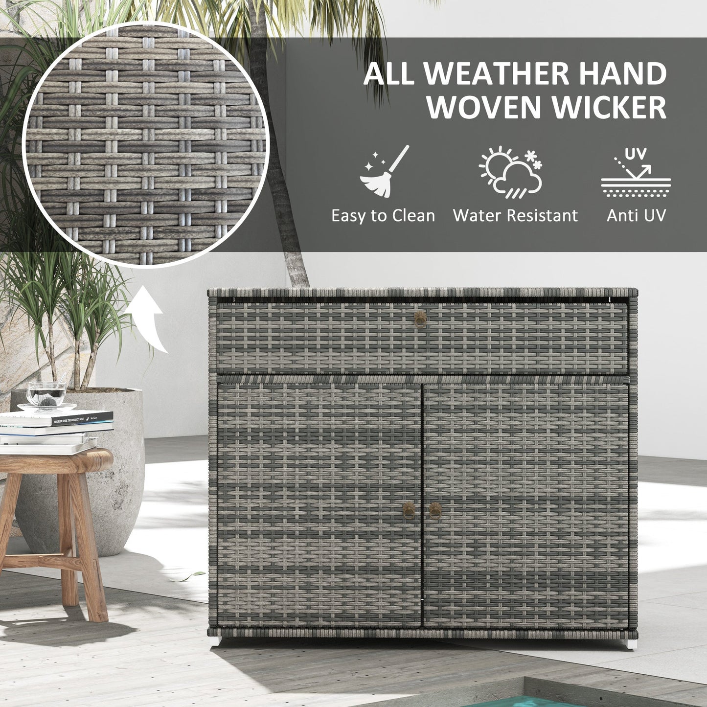 Outdoor Towel Rack and Pool Toy Cabinet, Hot Tub Accessory Storage, Freestanding