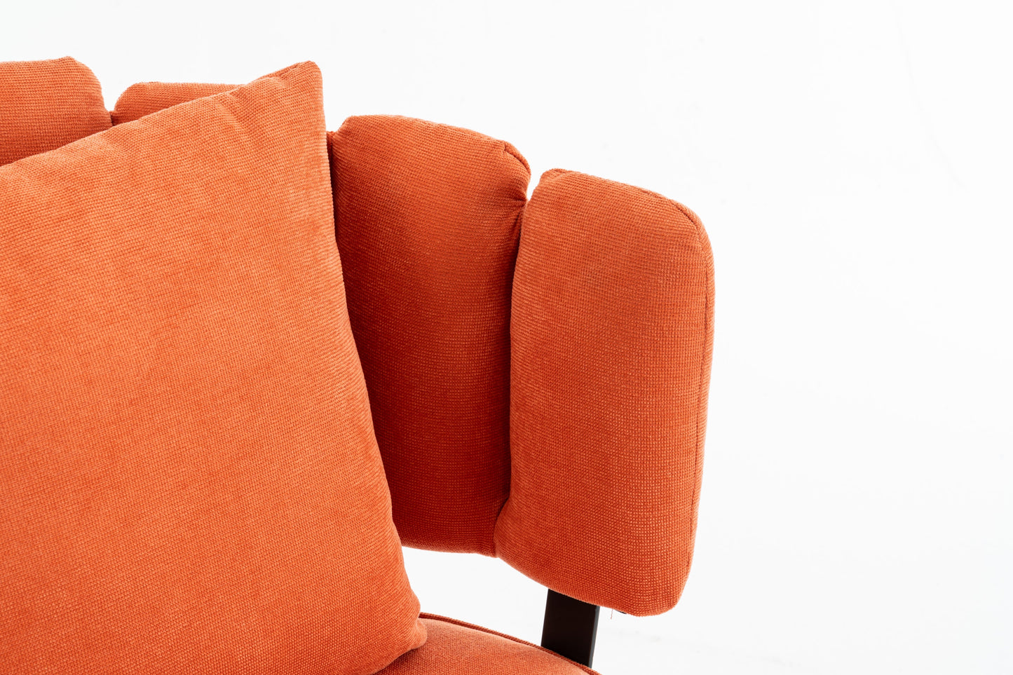 Accent Chair Barrel Armless Chenille Orange Pocket Coil Curved Arms 300 LB
