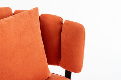 Accent Chair Barrel Armless Chenille Orange Pocket Coil Curved Arms 300 LB