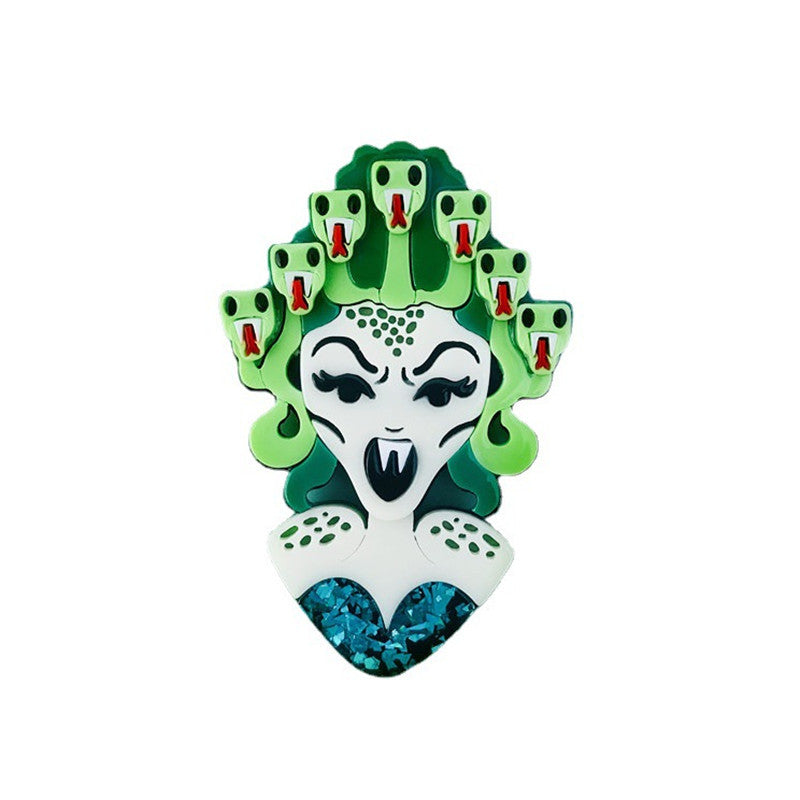 Gorgon Acrylic Brooch Badge Accessory