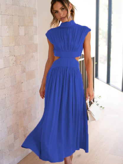 Elegant Cutout Mock Neck Sleeveless Dress
