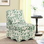 Dining Chair Flannelette Floral Green Armless Wood Frame 25x26x35 In