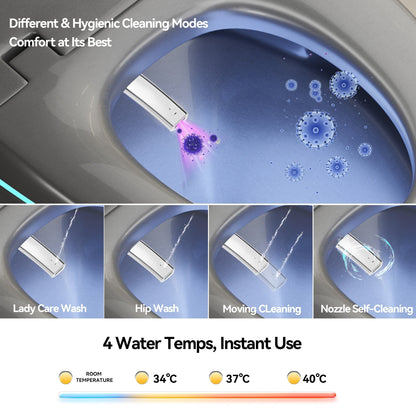 Unique Smart Toile with Built-in Bidet, Auto Open/Close Seat, Foot Sensor, LE...
