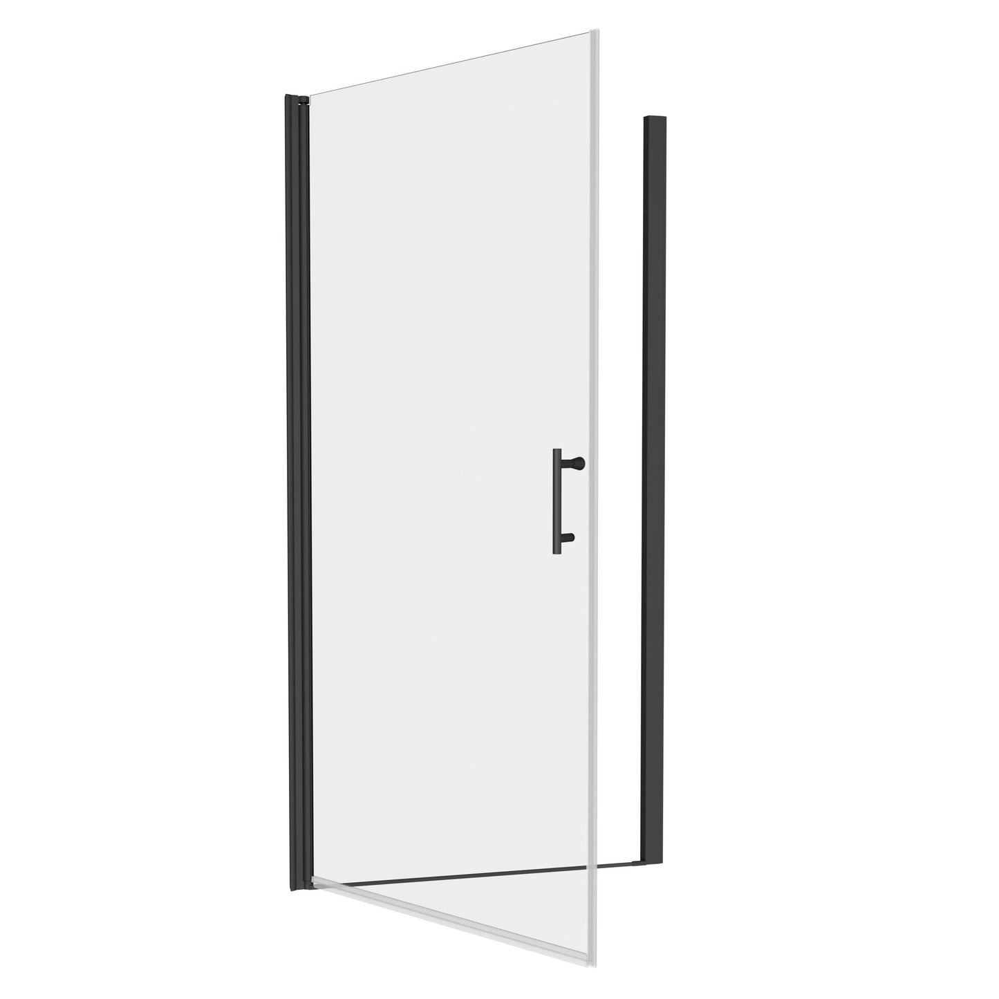 Universal Pivot Shower Door 24x72 Inch Matte Black 1/4' Tempered Glass Outswing