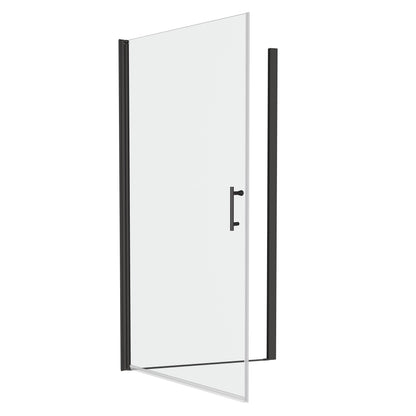 Universal Pivot Shower Door 24x72 Inch Matte Black 1/4' Tempered Glass Outswing