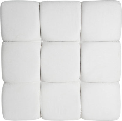 Square White Upholstered Ottoman Featuring Dense Foam