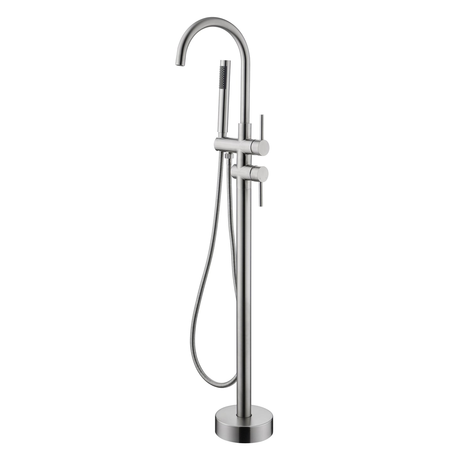 Floor Mounted Tub Faucet High Flow Freestanding Tub Filler with Handheld Shower Swivel