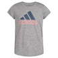 adidas Girls Big Short Sleeve Aeroready Poly Scoop Neck Tee T-Shirt Heathered Grey