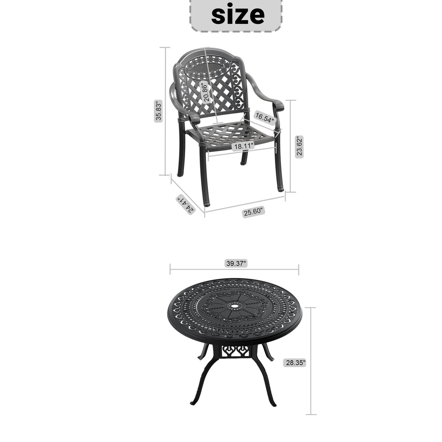 Outdoor Patio Set Cast Aluminum 5 Piece Stackable